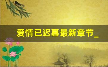 爱情已迟暮最新章节_他说爱情已迟暮216章