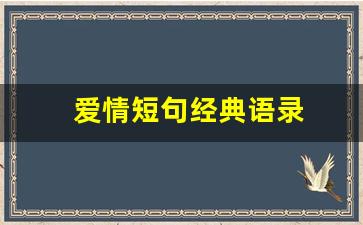 爱情短句经典语录