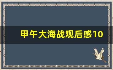 甲午大海战观后感1000_甲午大海战的主要人物