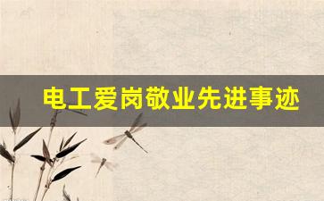 电工爱岗敬业先进事迹_电工事迹简介800字