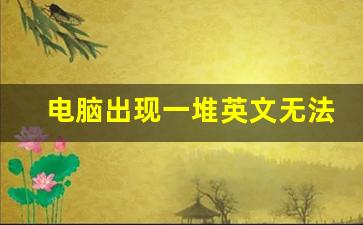 电脑出现一堆英文无法开机