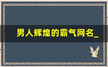 男人辉煌的霸气网名_二字昵称霸气