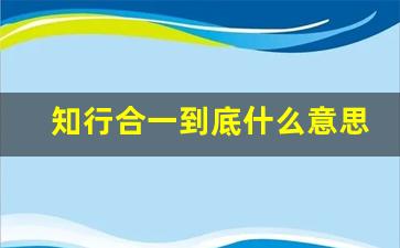 知行合一到底什么意思