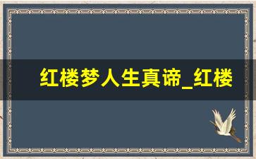 红楼梦人生真谛_红楼梦对人生的启示