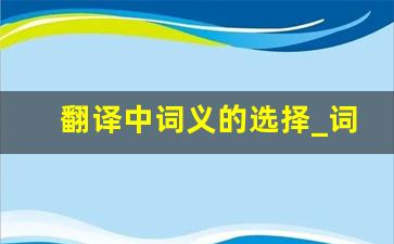 翻译中词义的选择_词义和语境举例