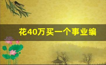 花40万买一个事业编制_花钱买事业编20万多不