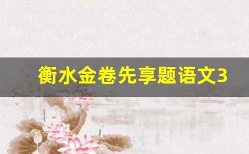 衡水金卷先享题语文3_衡水金卷先享题高一