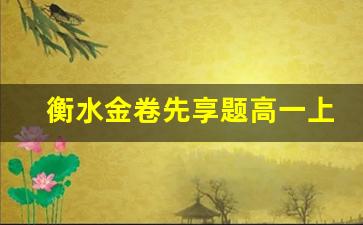 衡水金卷先享题高一上学期_衡水高一月考卷