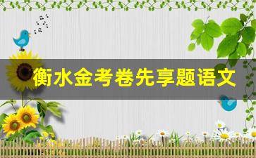 衡水金考卷先享题语文_衡水金卷先享题文综一