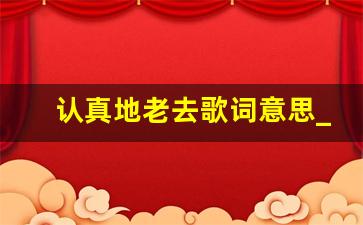 认真地老去歌词意思_他们说回忆他们又老去歌词