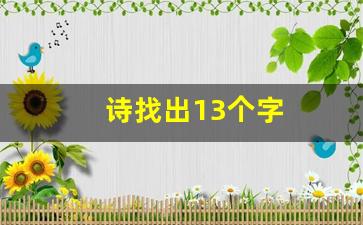 诗找出13个字