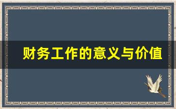 财务工作的意义与价值_财务能给企业带来什么价值