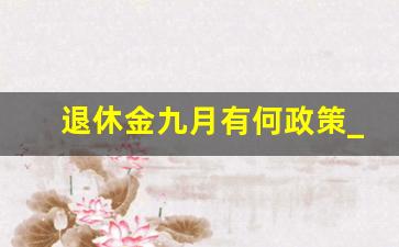 退休金九月有何政策_9月份养老金上调新政策