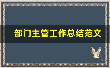 部门主管工作总结范文_主管年终工作总结