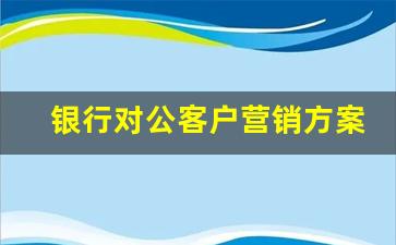 银行对公客户营销方案范文