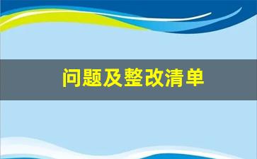 问题及整改清单