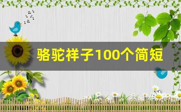 骆驼祥子100个简短佳句